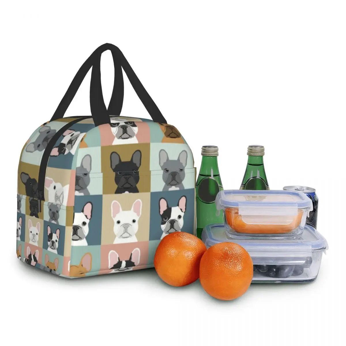 French Bulldog Dog Love Animal Pet Puppy Frenchie Insulated Lunch Bag for Outdoor Picnic Resuable Cooler Thermal Lunch Box