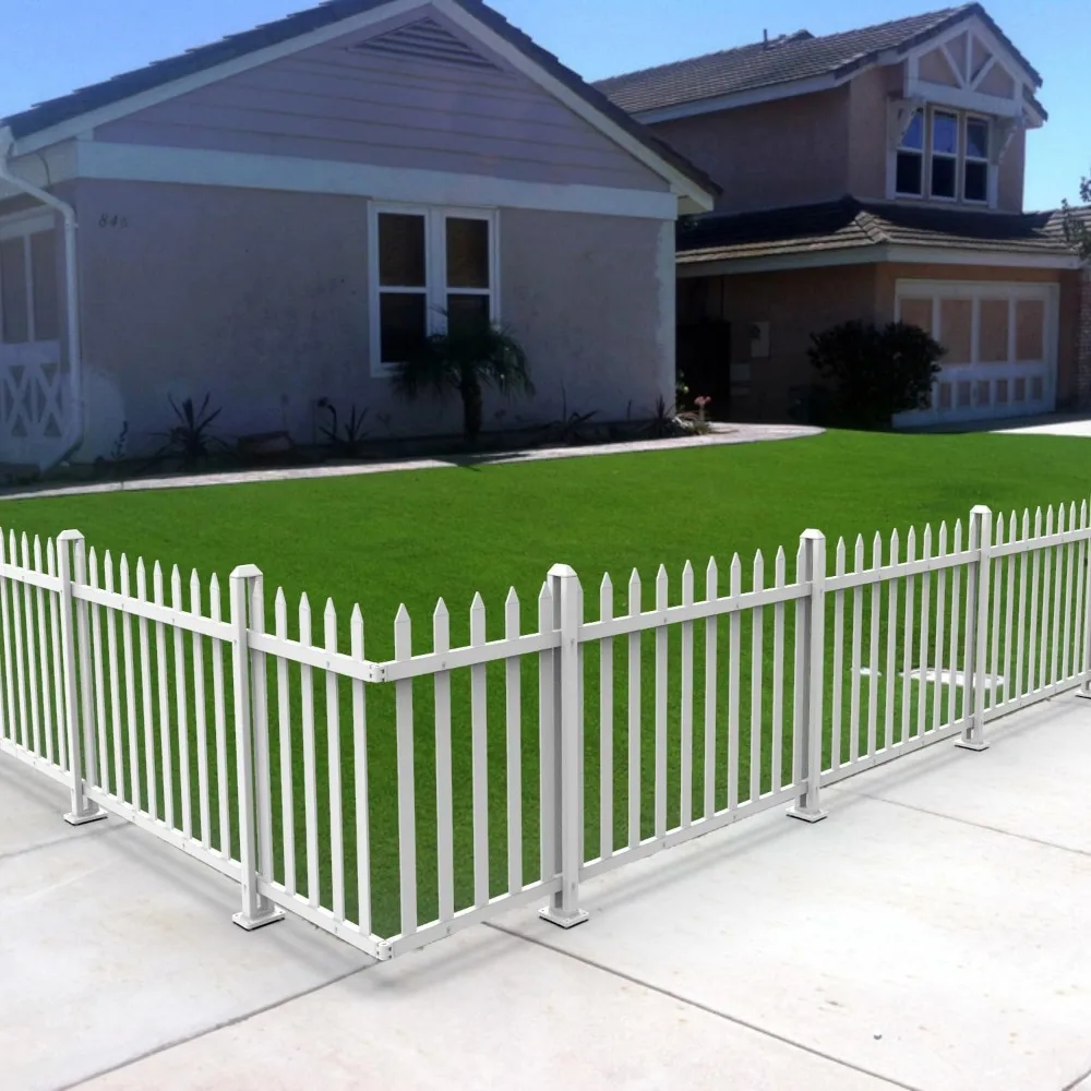 

E&K 6 Sets 30" H x 84" L Vinyl White Picket Fence Panels No Ground Spike Decorative Fencing for Pool Garden Patio Backyard Porch