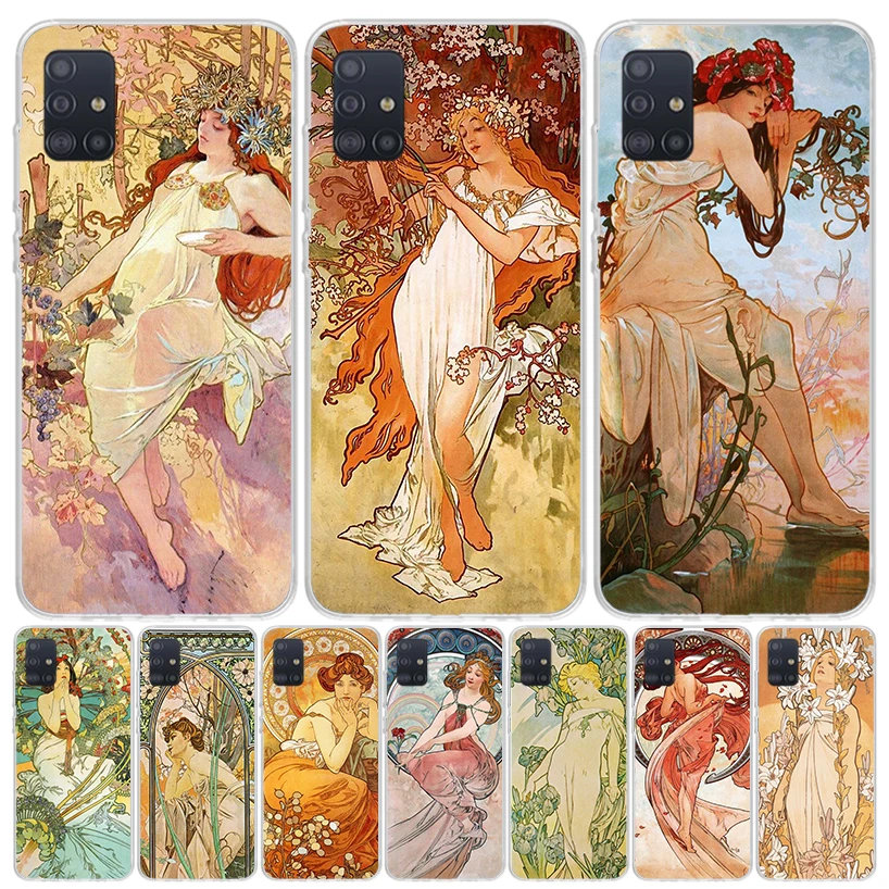 Alfons Mucha Primavera Phone Case For Samsung Galaxy A51 A41 A31 A21S A11 A01 A71 A50 A40 A30S A20E A10S A70 A6 A7 A8 A9 Coque