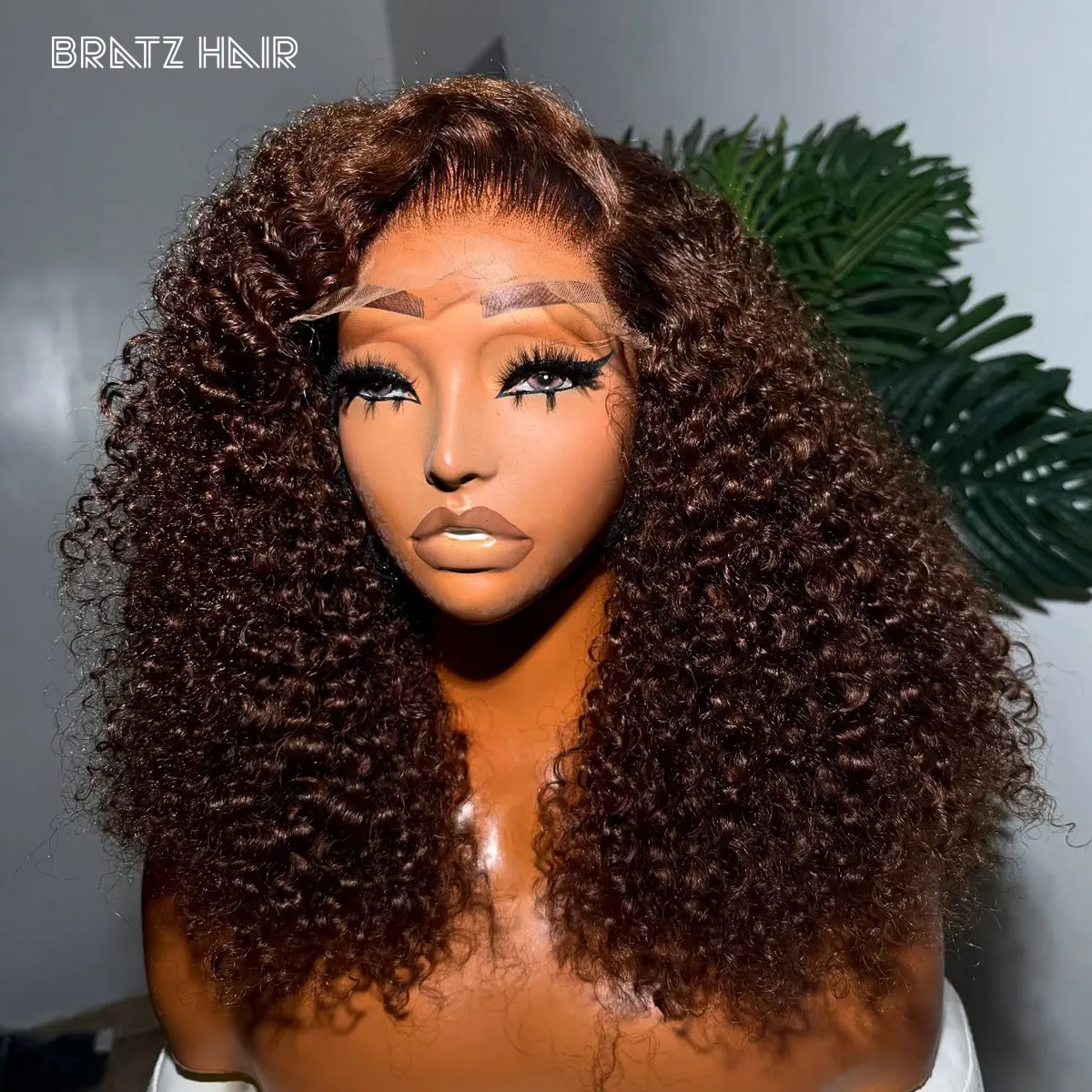 Super Double Drawn Brown 5by5 Closure Pixie Curly Wig Human Hair 13x4 Lace Front Deep Curly Bob Wig for Woman Glueless Wigs view 3