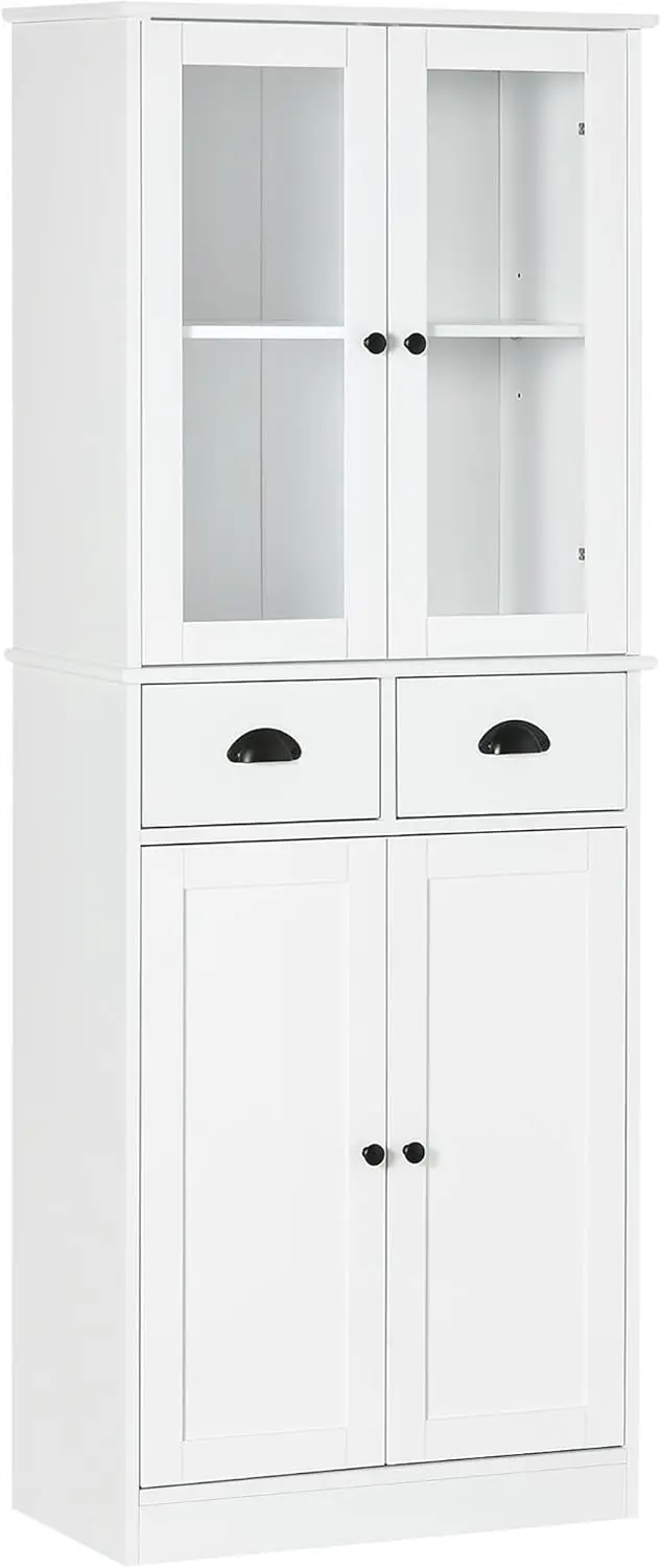 

Traditional Style Storage Cabinet with Soft Close Doors, Adjustable Shelves, and 2 Drawers