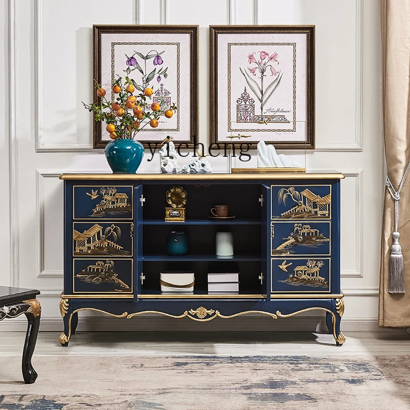 DSA Classical Living Room Solid Wood Art Storage Entrance Cabinet Dining Side Table Door Decorative Storage Cabinet