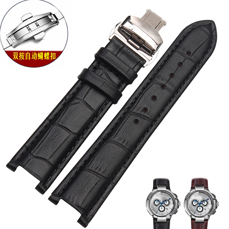 Genuine Leather Watchband for GC 22*13mm 20*11mm Notched Strap Withstainless Steel Butterfly Buckle Men and women watch beltup