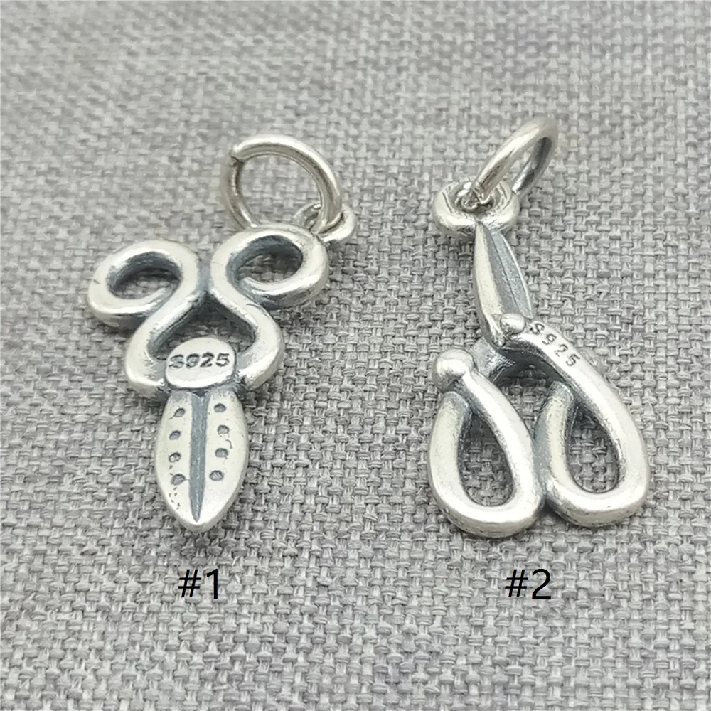 4 Sterling Silver Scissor Charms 925 Silver Hairdresser Small Pendant for Necklace