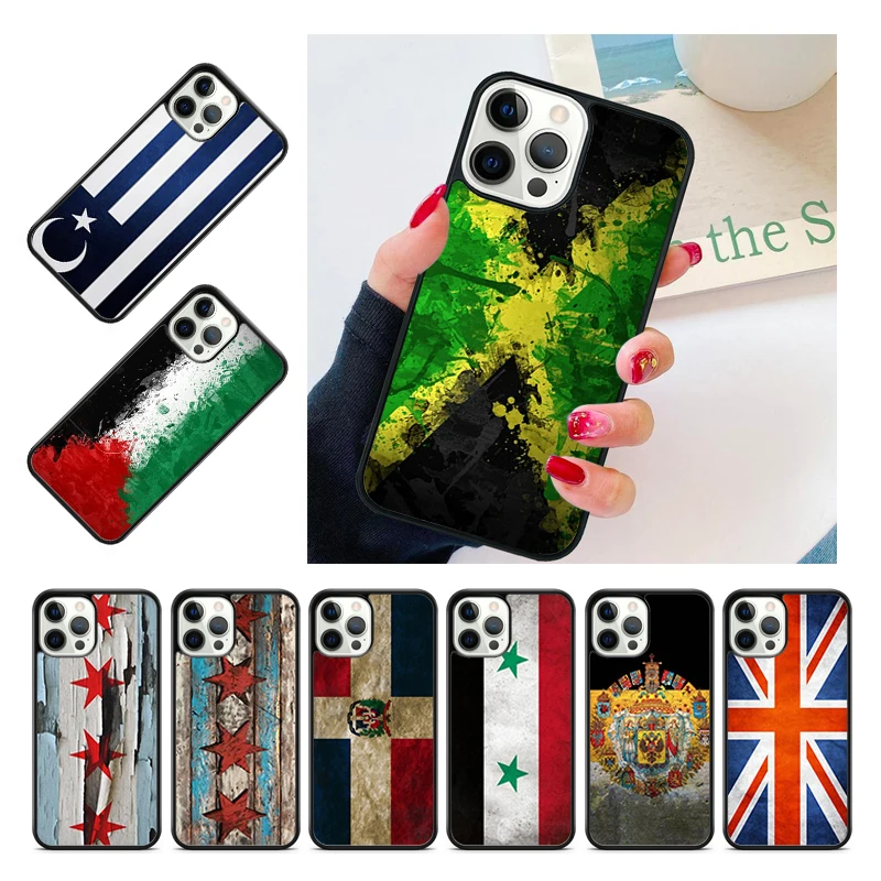 Dominican Syria russia Britain Chicago flag Phone Case Cover For iPhone 15 16 14 13 12 Pro Max mini 11 Pro Max XS XR Plus SE