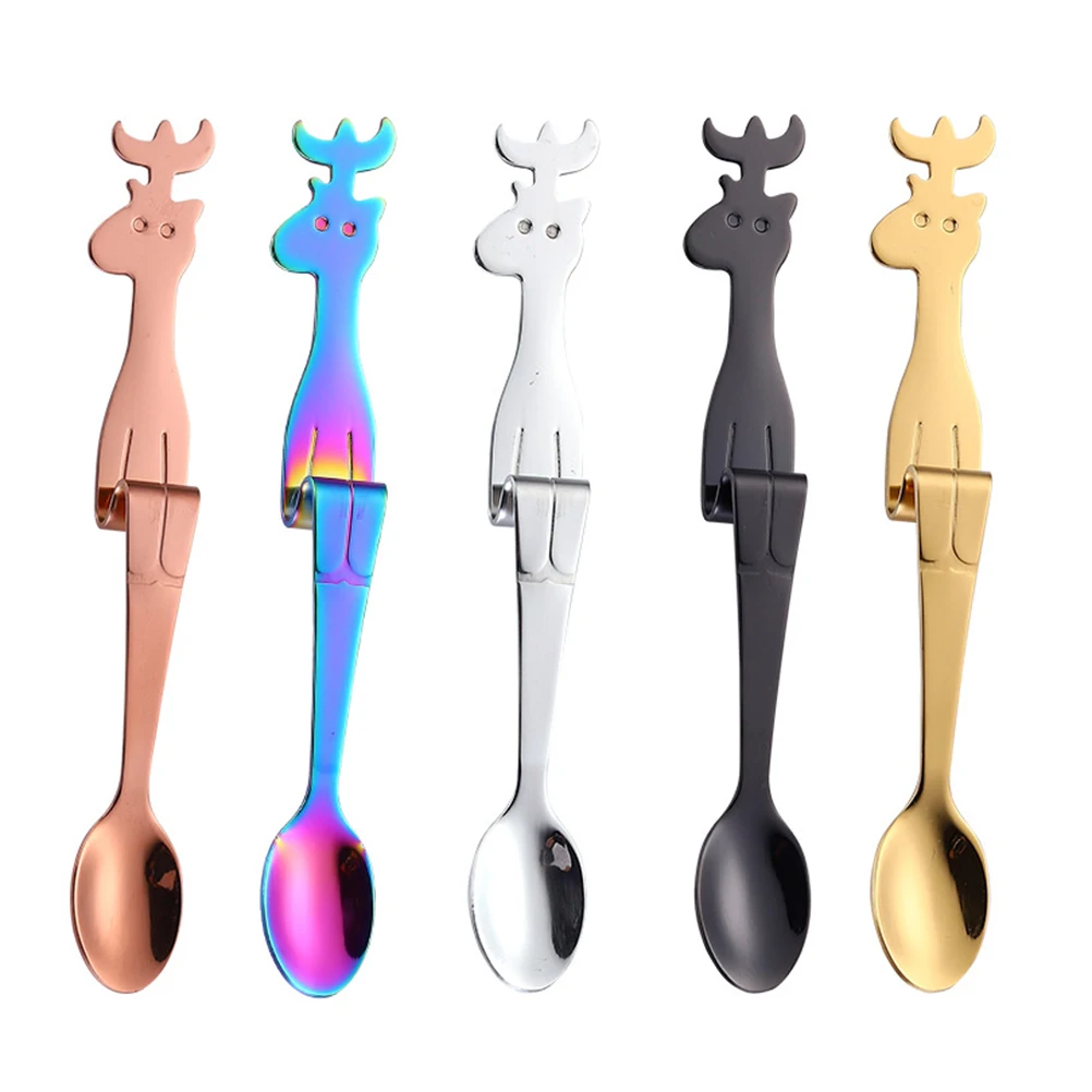 

3Pcs Stainless Steel Coffee Spoons Giraffe Long Handle Hanging Cup Stirring Spoon Dessert Scoop for Coffee Tea