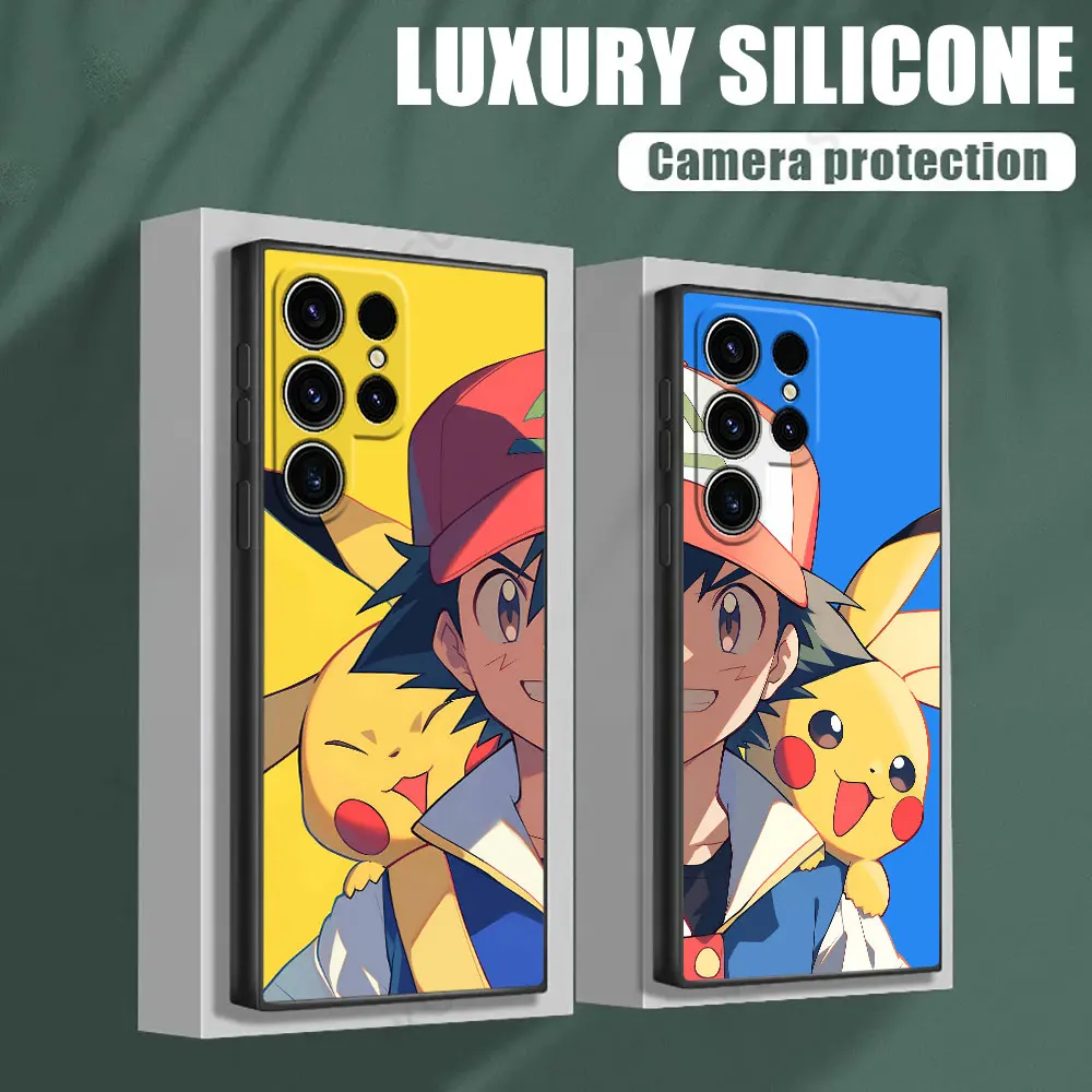 

Pokemons Ash Ketchum Pikachu S25 Case For Samsung Galaxy S24 S23 S20 S21 FE S22 S25 Ultra 5G S10 Plus Note 20 Black Phone Cover