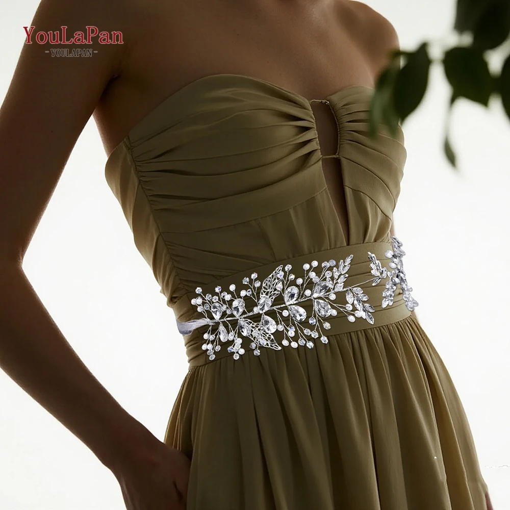 

YouLaPan Handmade Rhinestone Belt Pearl Crystal Wedding Dress Belt Sash Accessories Prom Evening Dresses Belt for Women SH935