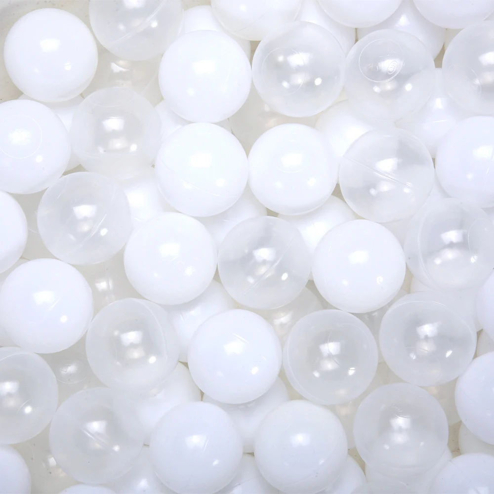 100pcs BPA Free Plastic Ball Pit Ball Ocean Ball with Bag White and Transparent for Kids Pool Tent Party
