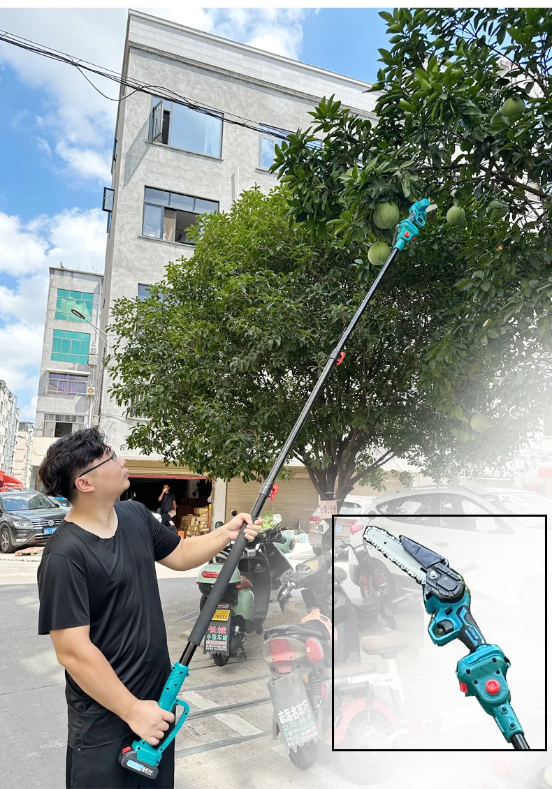 6-Inch Electric Chain Saw, 2.5cm Electric Pruning Shears, 1.7m Telescopic Extension Rod Asta Telescopica Per Potatura A Batteria