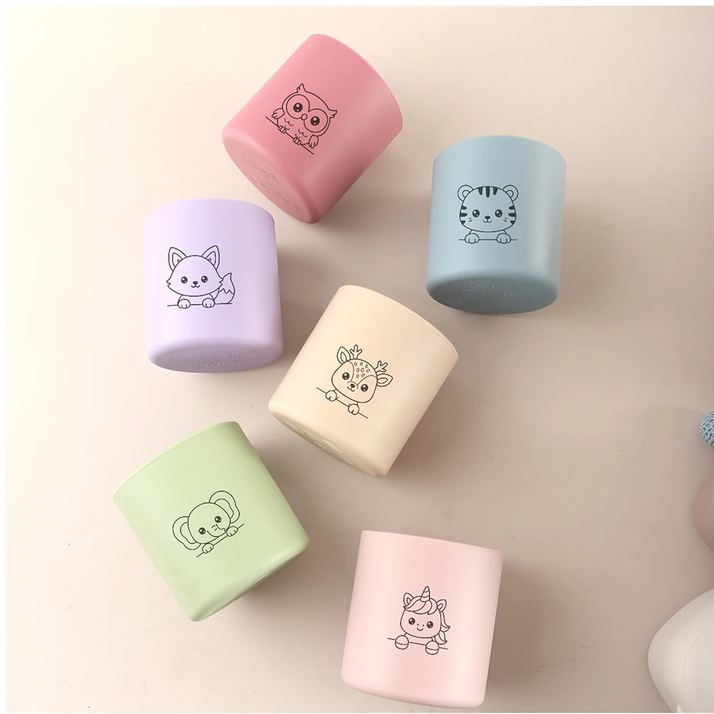 Новая детская силиконовая чашка для воды с гравировкой из мультфильма, 210 мл, без BPA, безопасная тренировочная чашка со слоном, простая чашка для кормления