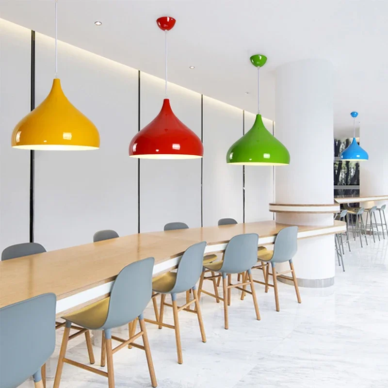 

Restaurant Modern Kitchen fashion simple led pendant light for dining room lamp aluminum hanging room lamp colourful Lampshade