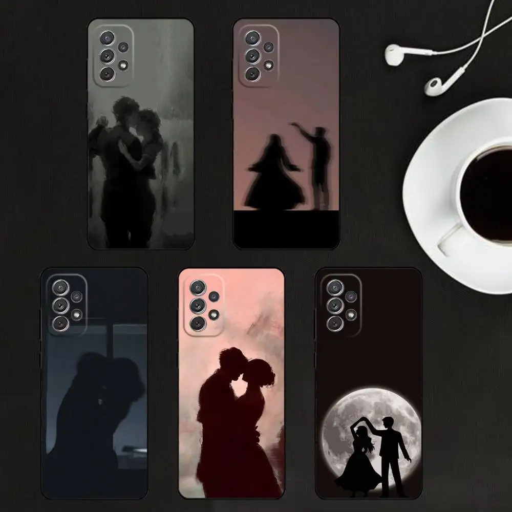 

Romantic Couple Silhouettes Phone Case For Samsung S25,S24,S21,S22,S23,S30,Ultra,S20,Plus,Others Soft Black Cover
