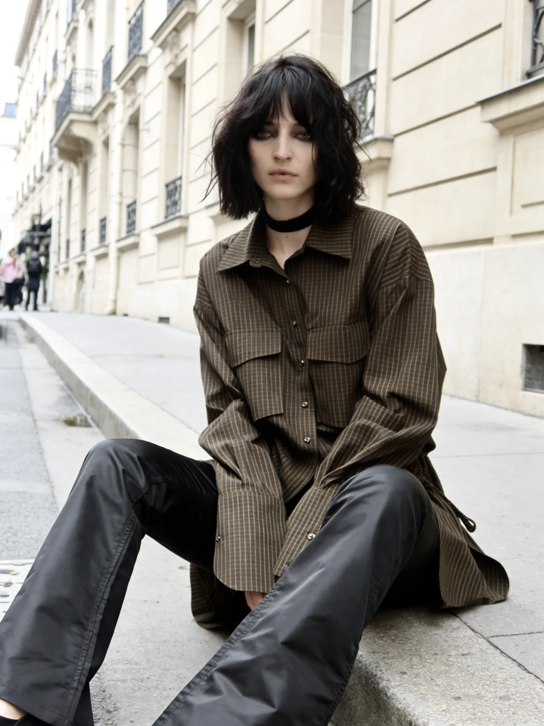 

Loose Long Sve Women's Workwear Sle irt Casual Vintage Printed Outerwear Breathable Pure Cotton oulder-Length irt