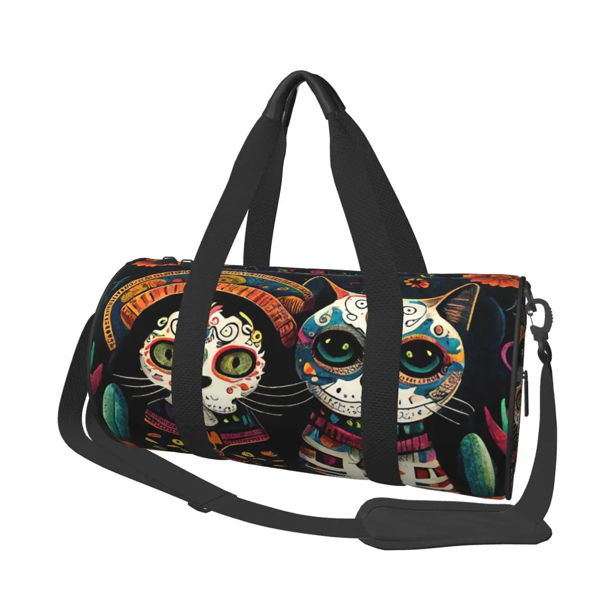 

Day Of The Dead Kitten Cat Sugar Skull Dia De Los Muertos Large Duffle Gym Bag Duffle Travel Bags Handbags Fitness bag