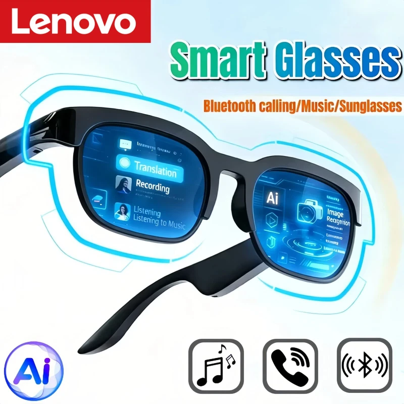 Lenovo 2026 New Smart Glasses AI Translation Bluetooth Conversation Recording Listening To Music Smart Sunglasses for Men Women