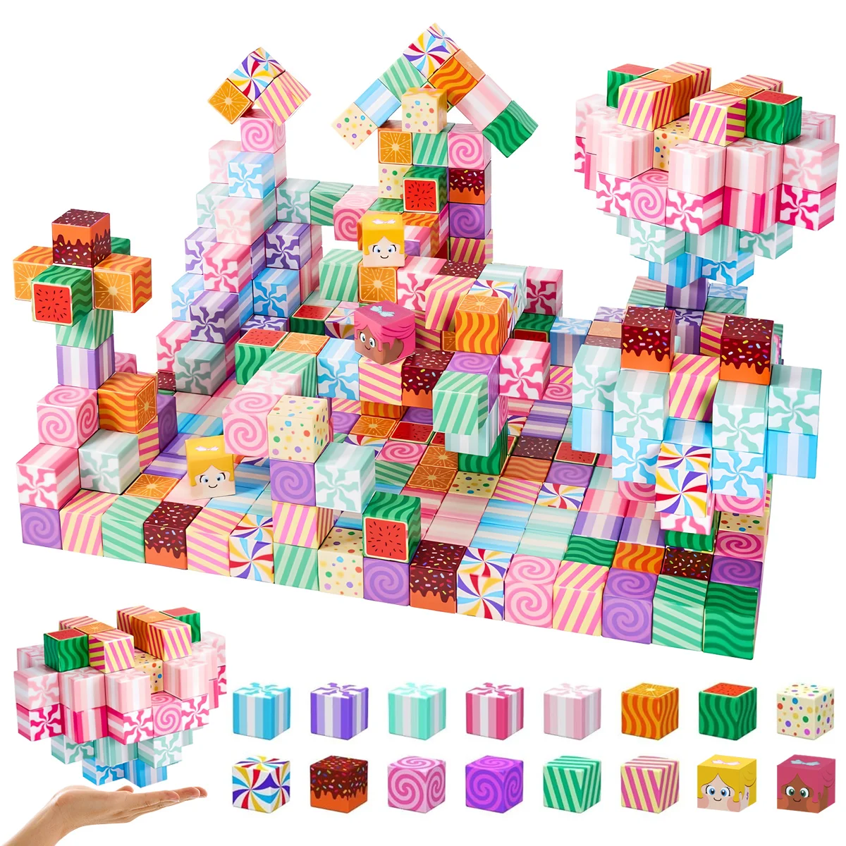 كتل مغناطيسية، مكعبات بناء مغناطيسية للحلوى، مكعبات مغناطيسية، ألعاب مغناطيسية، مناسبة لهدايا عيد الهالوين #1