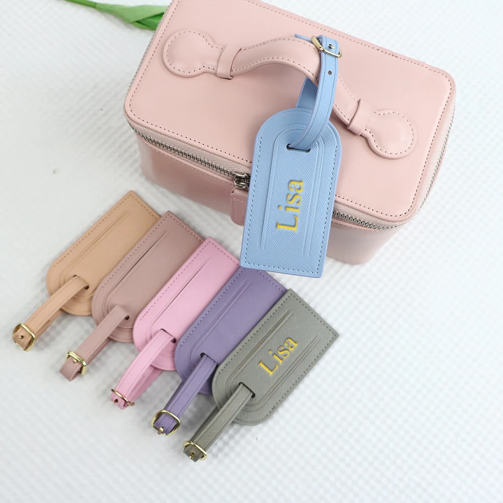 اسم مخصص من جلد البولي يوريثان، علامات مضادة للخسارة، وعلامات أمتعة المطار لرحلات العمل والسفر، وإكسسوارات ملصقات الأمتعة #2