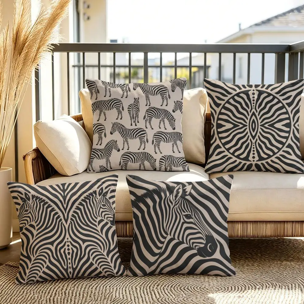 Zebra Stripe Art Cushion Cover Soft Plush Throw Pillow Cover Double-Sided Decorative Cushion Case Sofa Bedroom Home Decor