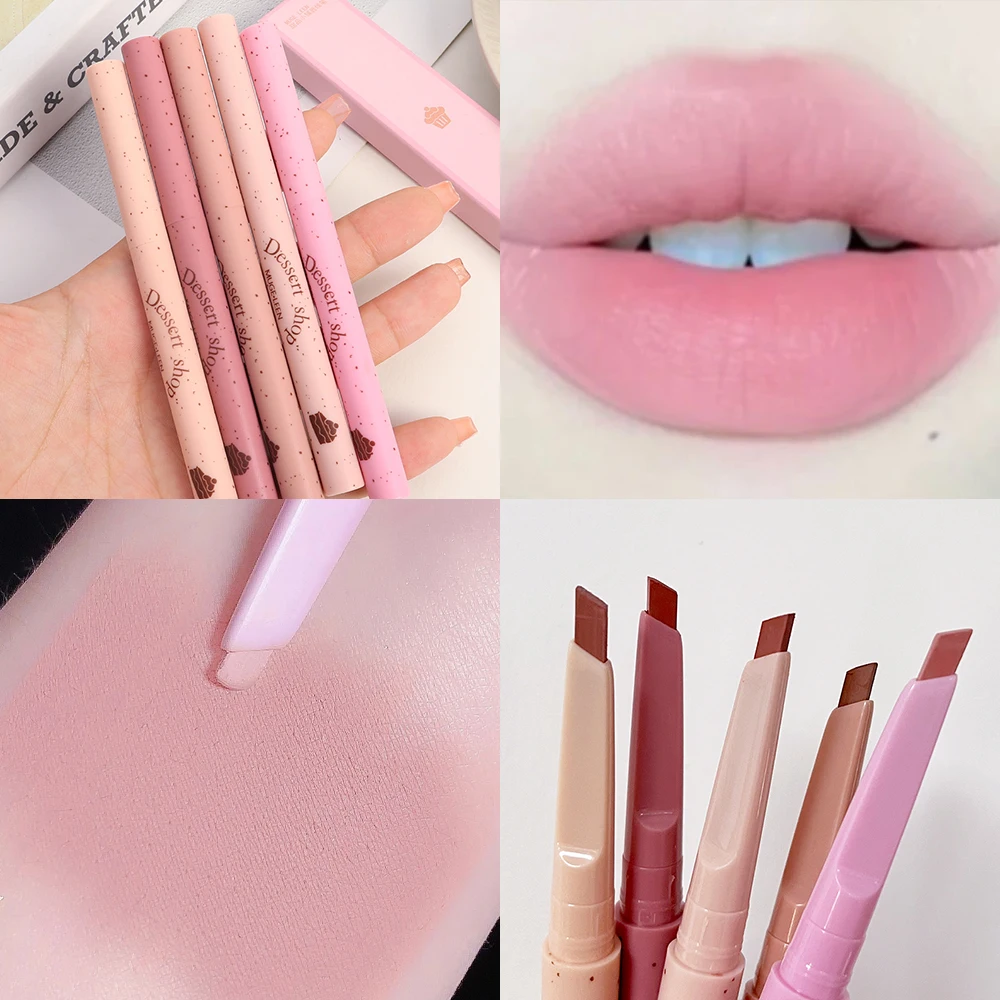 MUGE LEEN Lightweight Sweet Soft Mist Lip Liner Outline Lip Shape Waterproof Long-Lasting Non-Removal Nude Pink Lip Liner