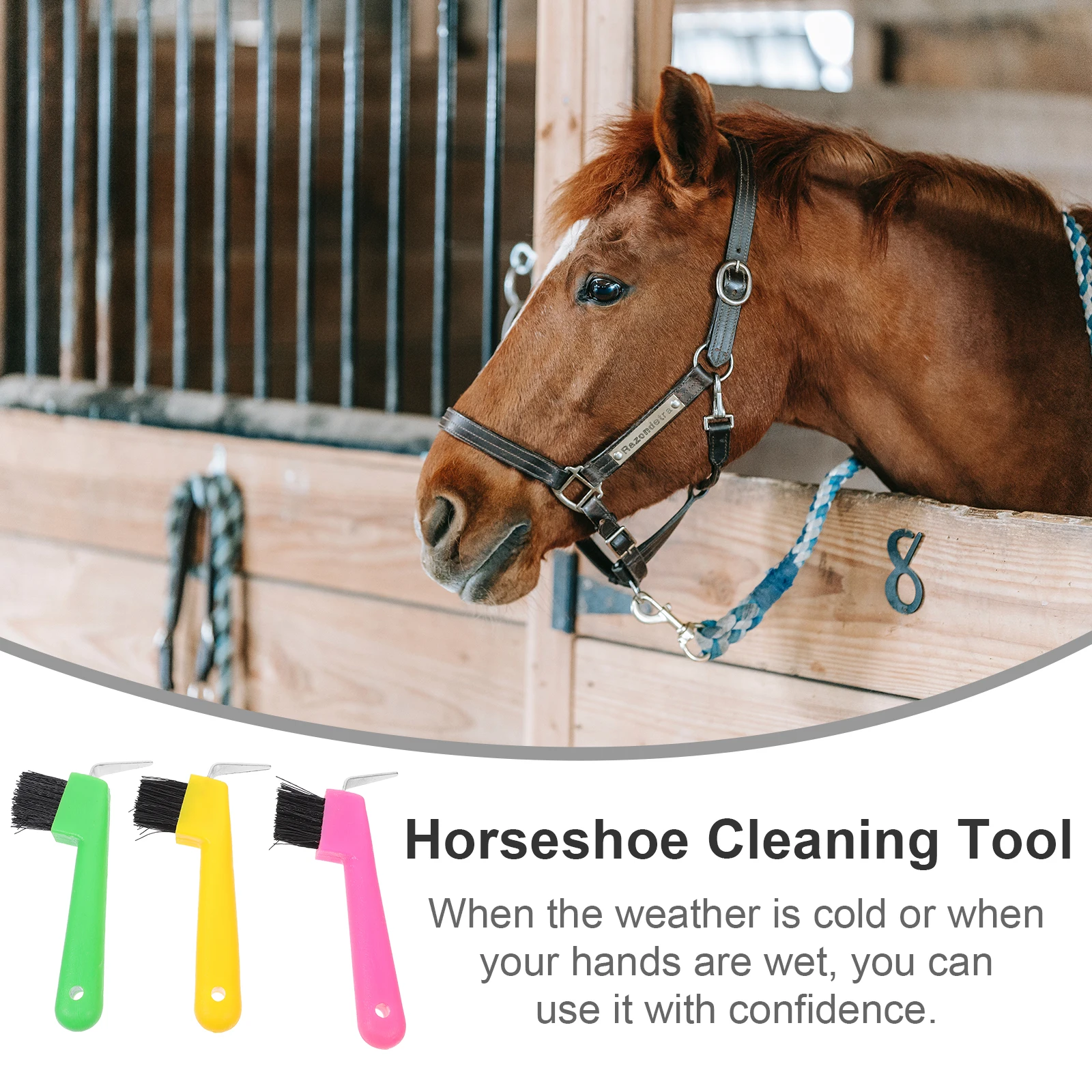 فرشاة الحصان ذات المقبض المرن، أداة تنظيف حدوة الحصان المحمولة، مادة بلاستيكية حديدية متينة، فرشاة حصان #1