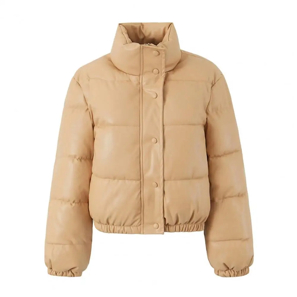 Manteau en duvet coupe-vent pour femme avec col montant, veste rembourrée épaissie, coton, rétention de chaleur, météo, hiver