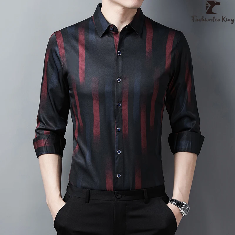 

Fashion Men's Long Sleeve Shirts Pocket Stripe Tops Clothing