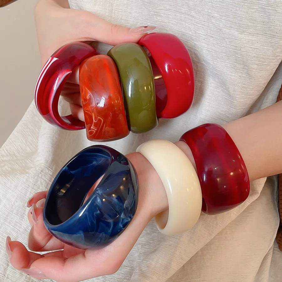 Bohème irrégulier tache larges Bracelets pour femme hommes gros épais acrylique Bracelets mode bijoux accessoires à la mode cadeau W