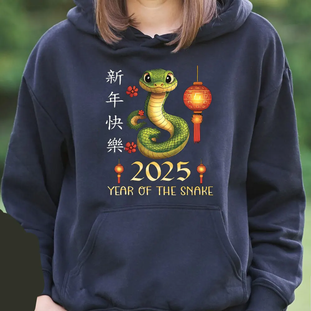 Unisex Year of The Snake 2025 Front Back Hoodie Crafts Lantern Aesthetic Y2k Clothes Hoodies Men Women Pullover Kawaii Clothes