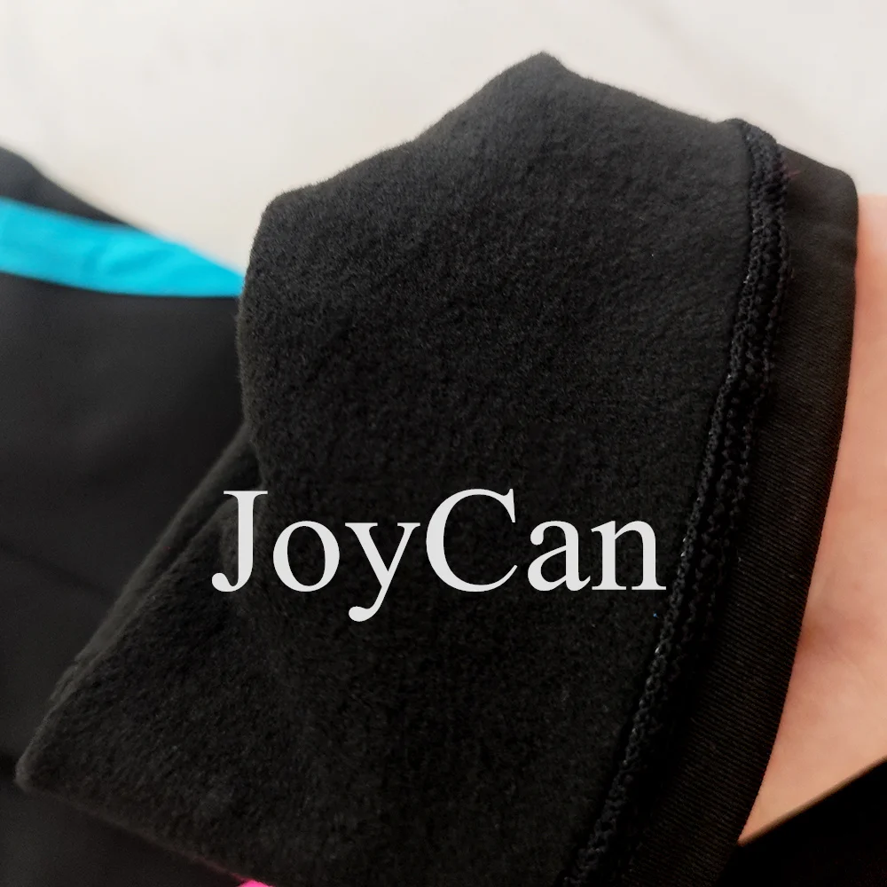 JoyCan アイスフィギュアスケートパンツ ガールズ ブラック トレーニング ストーン付き 練習用 ブルーとピンク フリース付き カスタマイズ
