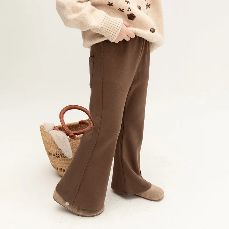 Girl Pants 2023 Autumn New Girl Bell Pants Children Pants Korean Style Fashionable Solid Slim-fit Micro Pants Girl Clothes