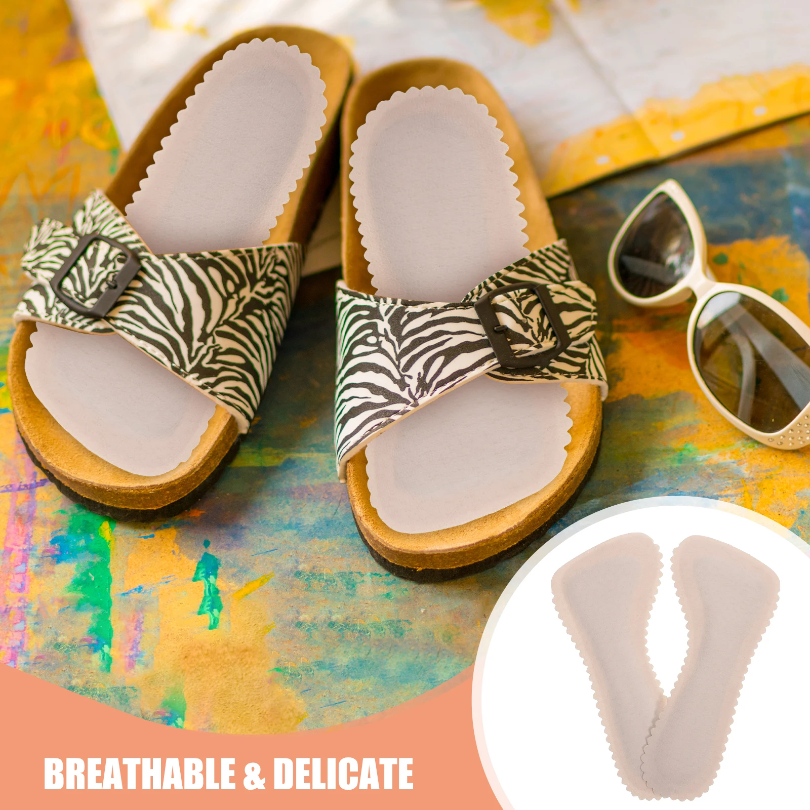 

2pcs 2 Pairs Sandal Insoles Breathable Women Shoe Liners Cork High Heels Pad Non Slip Absorption Comfortable Walking