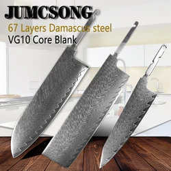 JUMCSONG DIY Set Knife Blank Damascus Santoku Knife Blank VG10 Steel Core Small Vegetable Cutting Semi-finished Utility Knife