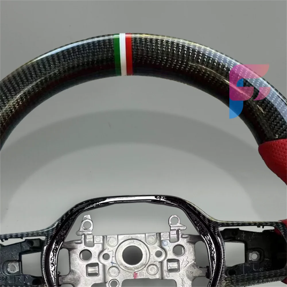 

Fit for Honda Civic 2022 2023 2024 2025 Black Carbon Fiber Red Leather Steering Wheel Auto Parts Performance Upgrade