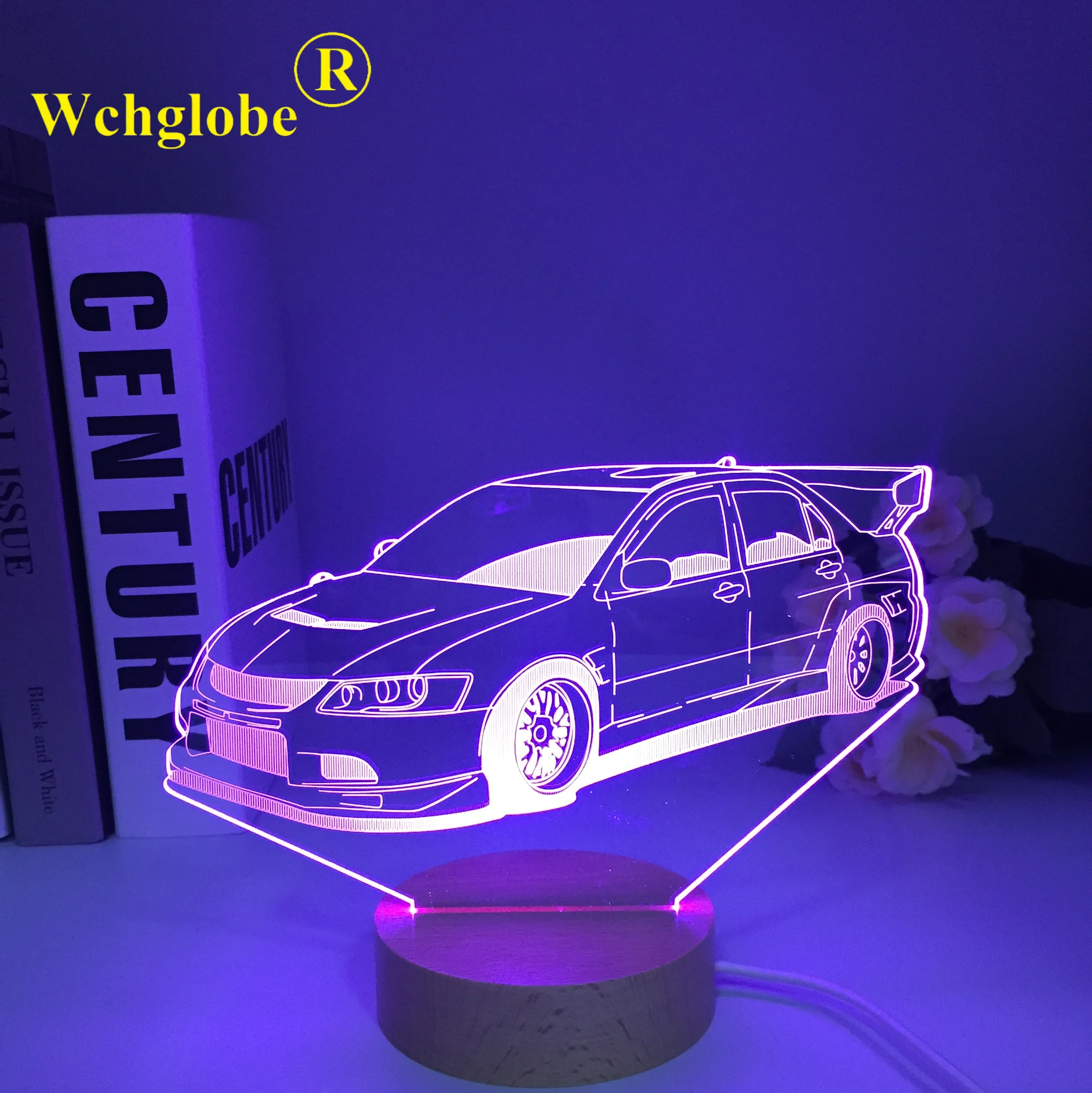 Sports GT Car 3D Illusion Lamp for Child Bedroom Decor Nightlight Wooden Colors Changing Event Prize Led Night Light Supercar