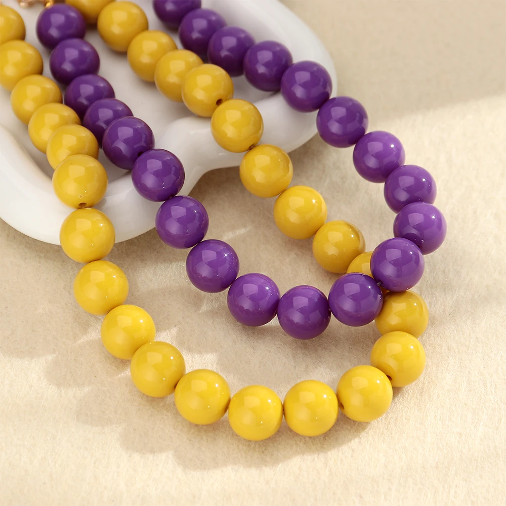Auffällige, farbenfrohe, klobige Acryl-Halsketten für Damen und Herren, modisch, handgefertigt, 16 mm, runde Perlenkette, Choker, stapelbar, Schmuck, Geschenk – Detail 4