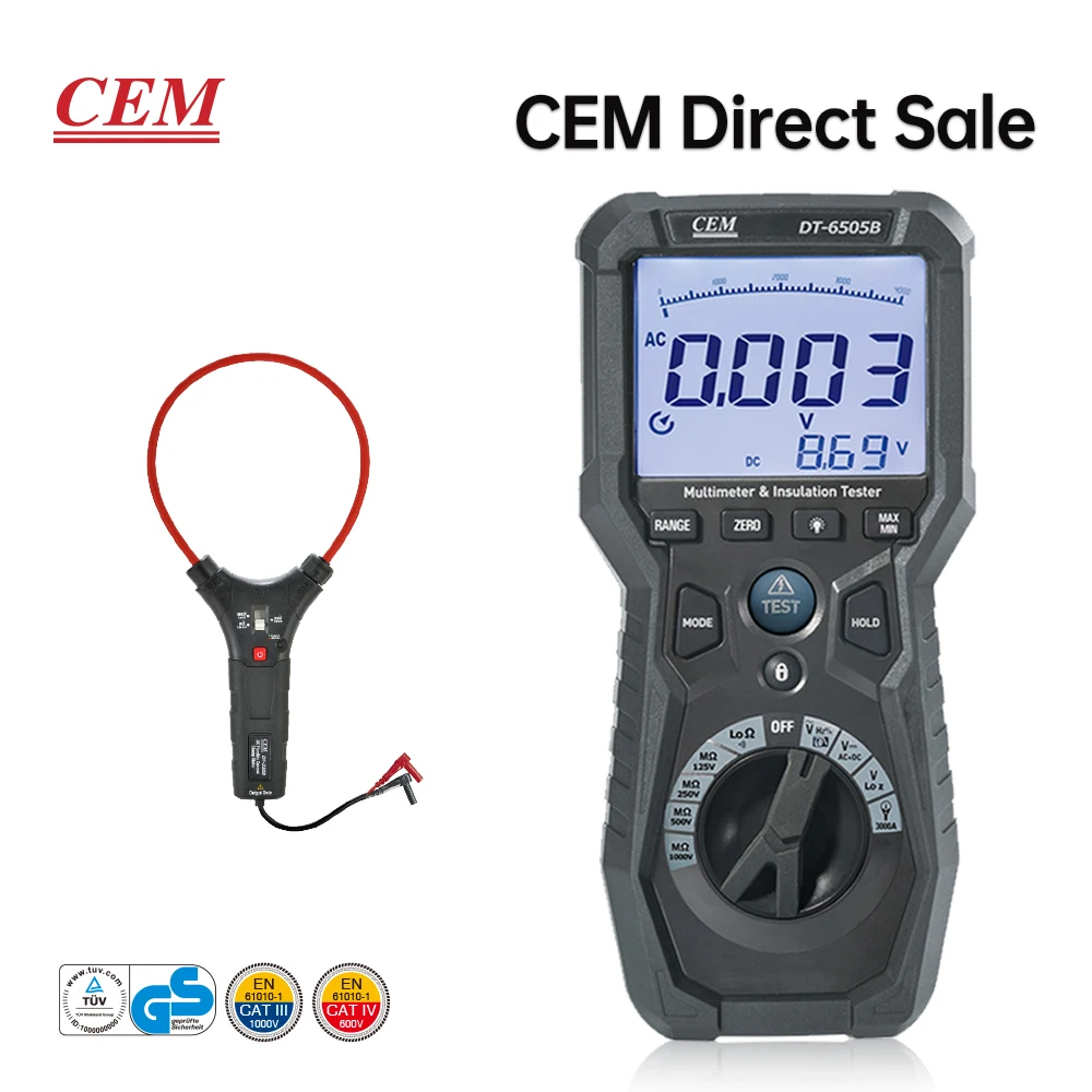 

CEM DT-6505B1000V 4000MΩ Digital Insulation Resistance Tester Meter Megohmmeter True RMS Multimeter Electrical Instruments