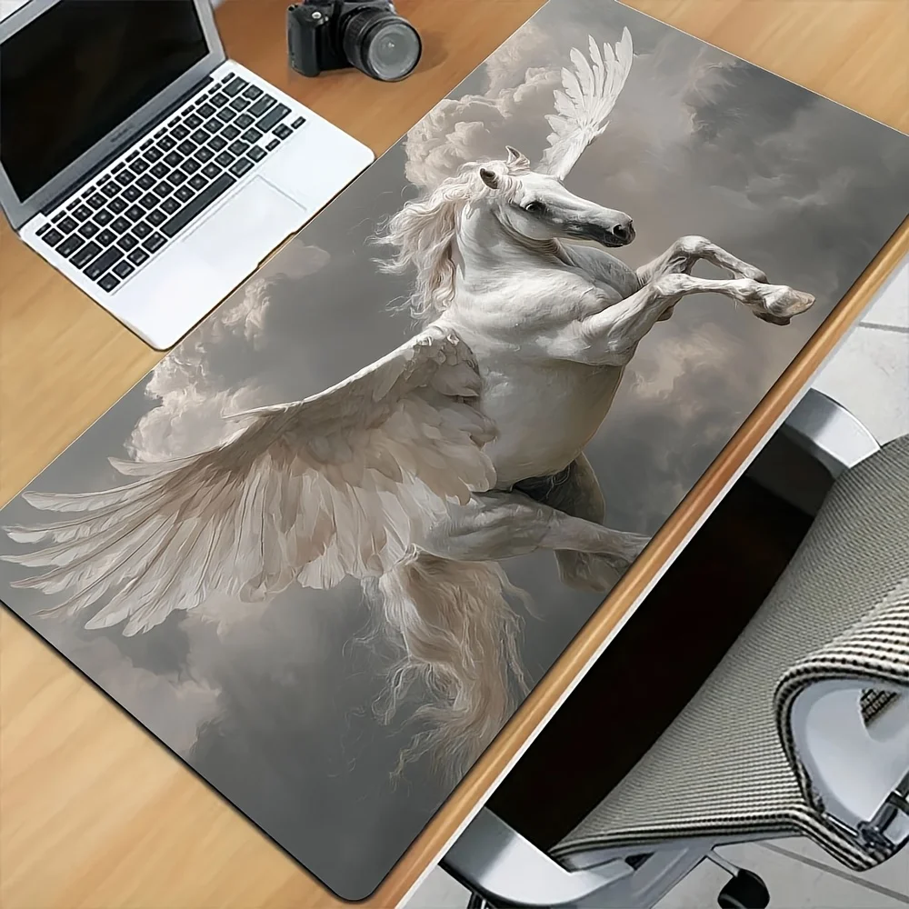 

Большой настольный коврик Majestic Pegasus, реалистичный дизайн белого крылатого коня, мифологический фэнтезийный коврик для клавиатуры для декора домашнего офиса
