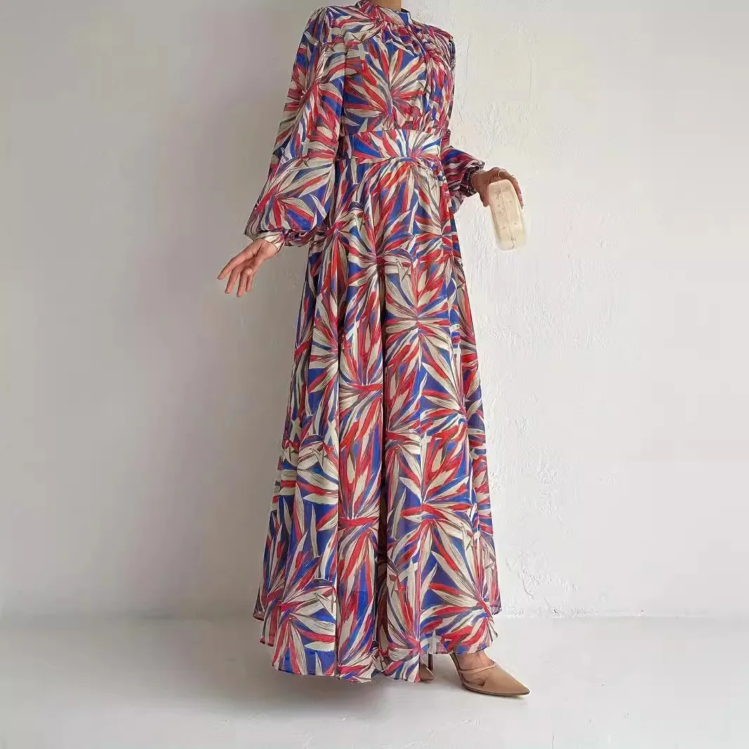 عباية عصرية إسلامية فساتين إسلامية في الشرق الأوسط بياقة واقفة فستان طويل أنيق متواضع للنساء أردية إسلامية عبايات