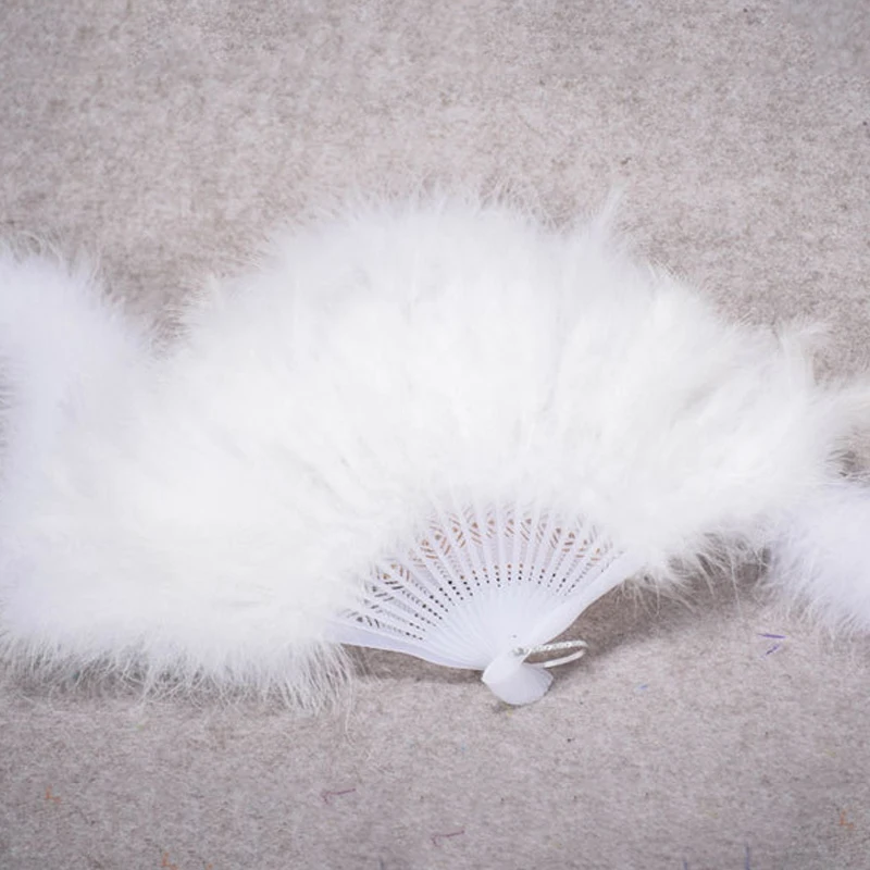 Hand Fan Fluffy Feather Fans Performance Dance Folding Fans Photo Props Classical Performance Home Wedding Party Decor