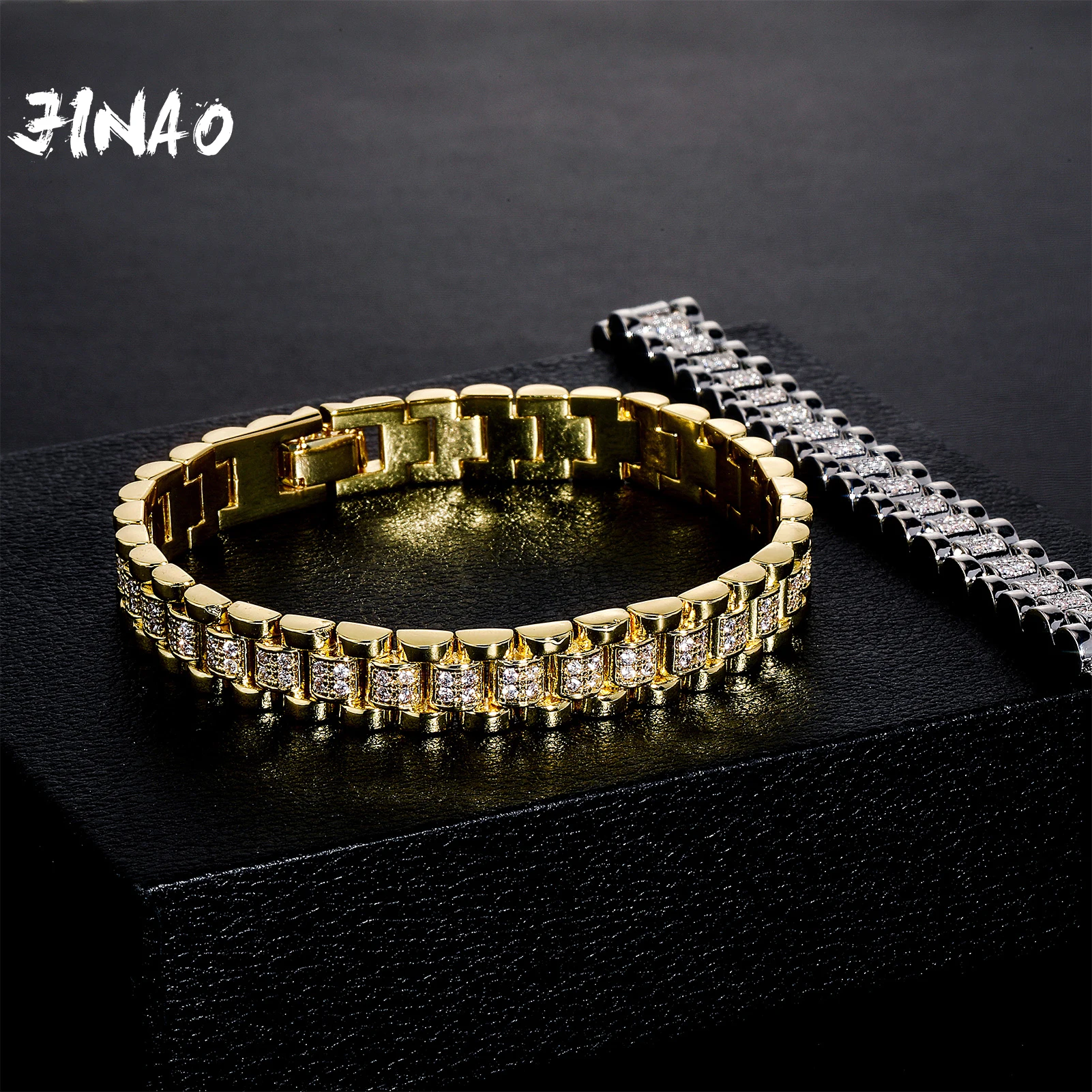 

JINAO 2022 NEW European and American style Watch Strap Design Necklace 10mm&14mm High Quality Miami Ice Cravejado Cubic Zircon