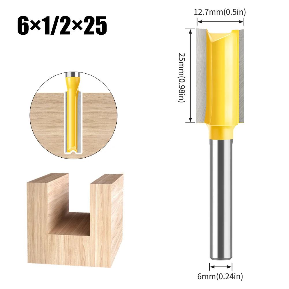 6mm Straight Knife Double Edge Slotting Knife Woodworking Milling Cutter Grooving Cutter Trimming Machine Milling Cutter