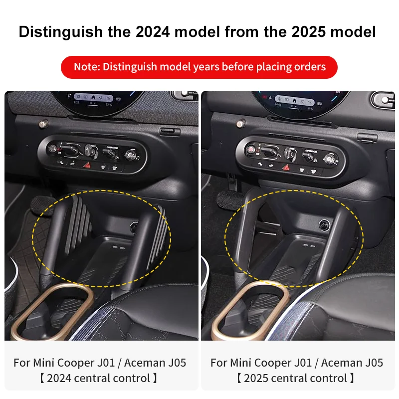 For Mini Electric Cooper E/SE J01 EV Aceman J05 2024 2025 Car Central Control Storage Box Decoration Car Interior Accessories