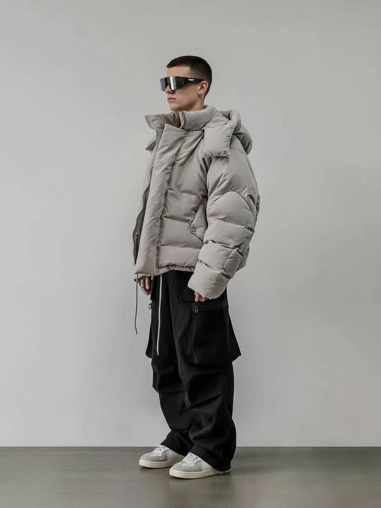 

Съемная белая пуховая куртка-пуховик для подростков: теплая верхняя одежда для мальчиков, повседневная, с V-образным вырезом, на молнии, с длинными рукавами