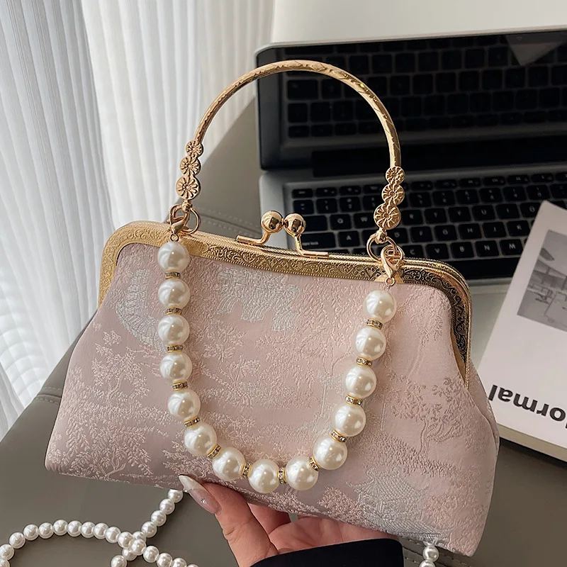 

Chic 2025 Pearl Accent Crossbody Bag, Women's Vintage Embroidery Shoulder Purse, Multi-Functional Clutch for Daily Use & Dating​