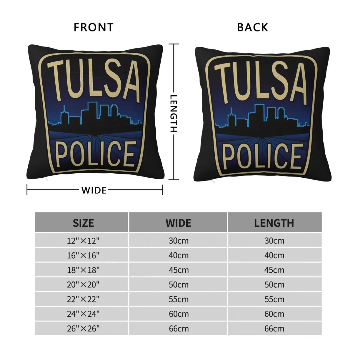 Tulsa Police Department Oklahoma Square Pillowcase Polyester Linen Velvet Printed Zip Decor Home Cushion Case 45x45