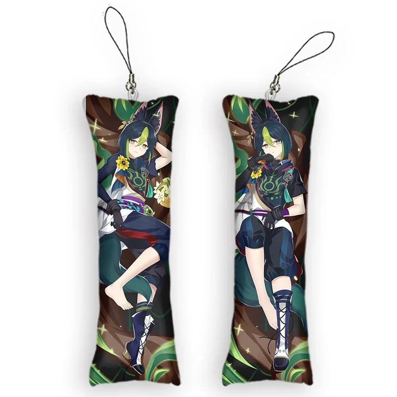 

New Pattern Genshin Impact Tighnari Mini Dakimakura Keychain Cute Anime Key Chain Small Pillow Decor Pendant Otaku Gift Backpac