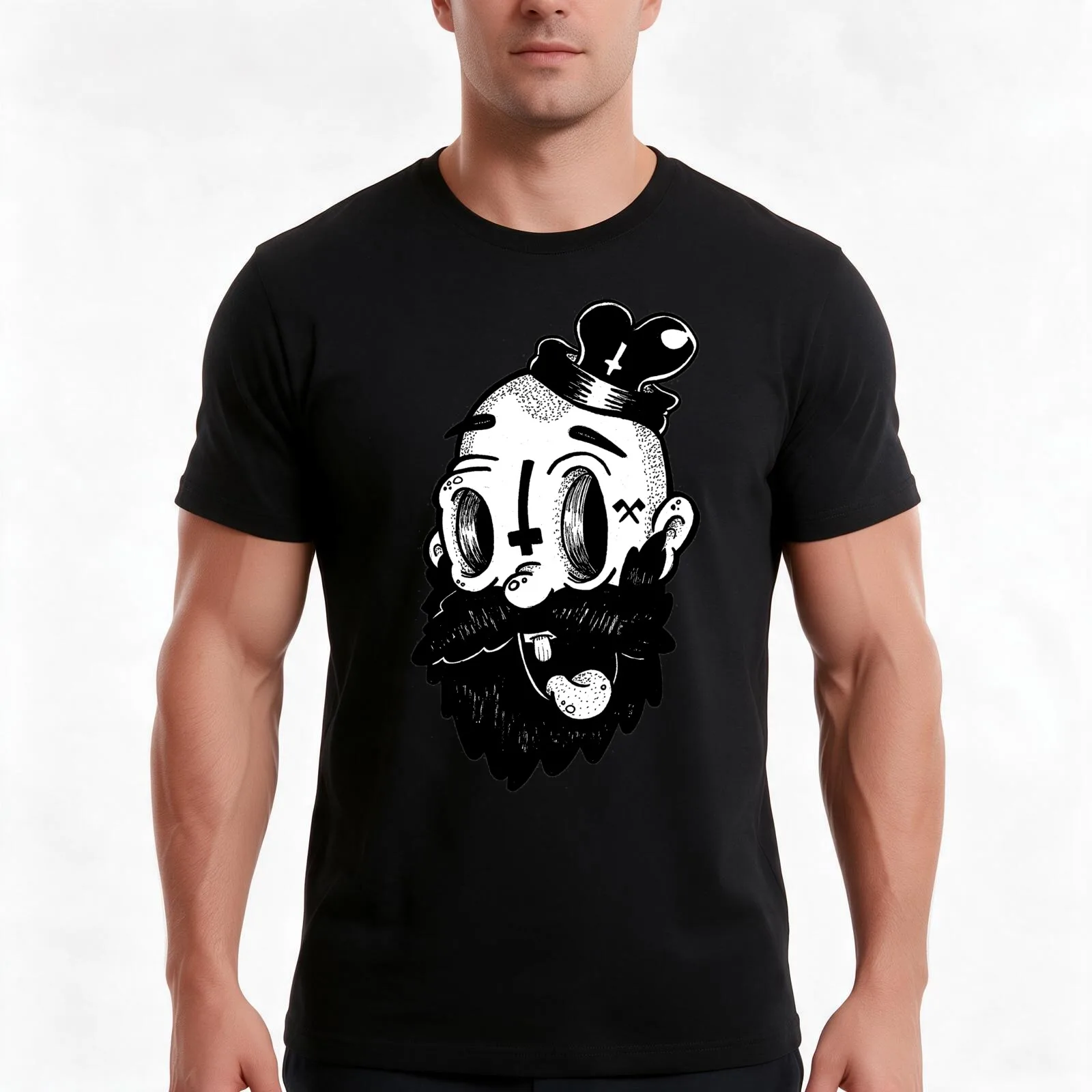 BEARD! T-Shirt, Summer Casual Cotton Tee, Oversized Streetwear Tops, Vintage Graphic Print, Loose Fit Short Sleeve, 100% Cotton