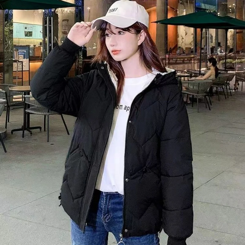 Women 2023 New Down Cotton Coat Winter Jacket Female Warm Thickened Parkas Loose and Slim Outwear Large Size Hooded Overcoat