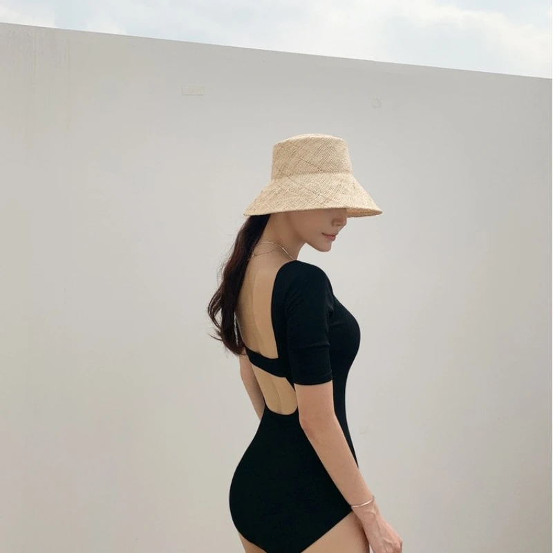 Đầm Nữ Mùa Hè 2022 Thời Trang Hở Lưng Thiết Kế Màu Trơn Gợi Cảm 1 Mảnh Thoáng Khí Thoáng Phong Cách Cho Bể